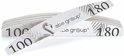 Aba Group Profi-Nagelfeile Halbmond für Gel- und Acryl-Nägel, perfekt für natürliche Maniküre, in einer Verpackung aus biologisch abbaubarer Folie 10 Stück (Sicheres Paket 180/240 Slim)