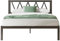 Novilla Bettgestell Metallbett 120x200 cm mit Lattenrost Metallrahmenbett Bettgestell mit Kopfteil-Design Ehebett Gästebett Schwarz