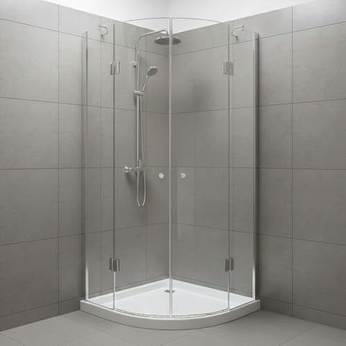 Durovin Bathrooms Quadrant Shower Enclosure, Double Hinged Door, 8mm Safety Glass with Acrylic Shower Tray (1000 x 1000mm)
