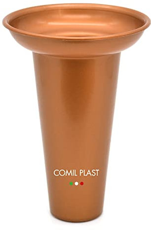 Comil Plast | Portafiori Interno in plastica per Vaso da cimitero Colore Rame | Diametro 10 cm, Altezza 15 cm.