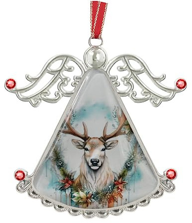 LCTCKP Hirschflagge Jagd Schwarzer Engel Weihnachten Ornamente Klarglas Legierung Vintage Luxuriöse Ornament für Weihnachtsbaumdekoration