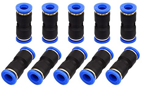 SNS 10 Stück Gerade Pneumatik Steckverbinder, Air Push Schnellbefestigungen, Pneumatische Fittings Push in Schnellkupplung Verbinder für Luft Schlauchanschluss 8 mm SPU-8