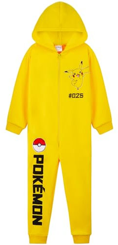 Pokemon Onesie für Jungen, 4-14 Jahre, Overall Jumpsuit - Kuschelanzug für Kinder - Schlafanzüge (Gelb, 11-12 Jahre)