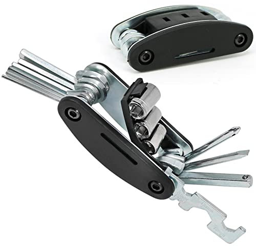 com-four® 2x Fahrrad Multifunktionswerkzeug 13 in 1 - faltbares Reparaturwerkzeug - Vielseitig anwendbares Fahrradtool (02 Stück - Fahrrad-Werkzeugset)