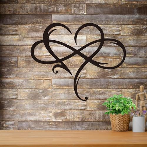 Infinity Heart Wall Decor - Metal Wall Art Love Sign, Sculpture Artwork for Outdoor Garden Wedding Decoration (Black, 15.74 x 13.8 (40)