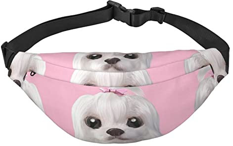 Schöne Malteser-Hunde-Bauchtasche für Männer und Frauen, verstellbarer Gürtel, lässige Brusttasche, Bauchtaschen für Reisen, Sport, Laufen, Wandern, Hüfttaschen, Schwarz, Einheitsgröße
