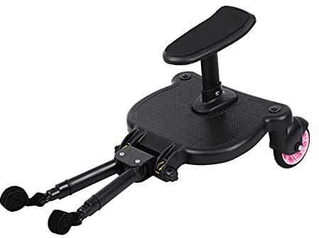 H-YEEU Rosa Buggy Board Mit Sitz, Kinder Buggy Board, Trittbrett Für Kinderwagen, Abnehmbar Kinderwagenzubehör für Kinder von 2-6 Jahren (25 kg)