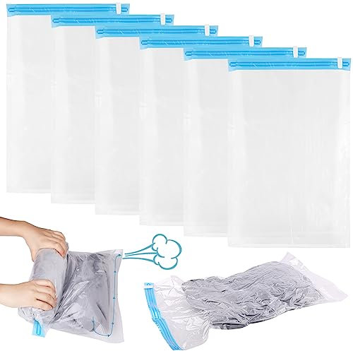 Vakuumierbeutel Kleidung, 60 * 40cm Vakum Tüten Reise, Wiederverwendbar Vacuum Bags, Kompressionsbeutel Reise für Clothing, Decken, Bettwäsche, ohne Staubsauger (6 Stück)