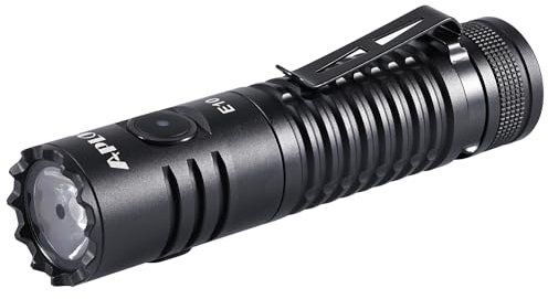 APLOS Linterna LED recargable E10, linterna de bolsillo de 1300 lúmenes altos USB C, 6 modos de luz táctica súper brillante para EDC, camping, emergencia, inspección, reparación