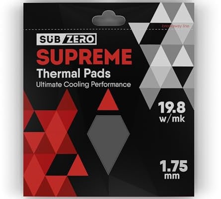 subZero SUPREME 19.8w/mk Thermal Pad, 100x100, Soft Thermal Compound, Ideal Gap Filler for GPU/Laptop Heatsink/GPU/CPU/LED Cooler (1.75mm)