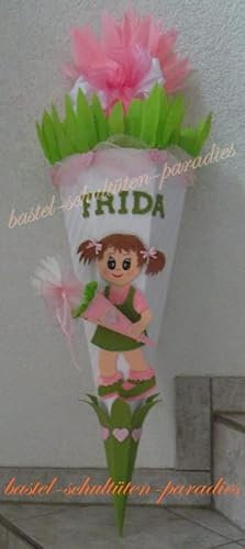 Schultüten Bastelset Schulkind weiß-grün-rosa MaterialType 3D Wellpappe-Rohling