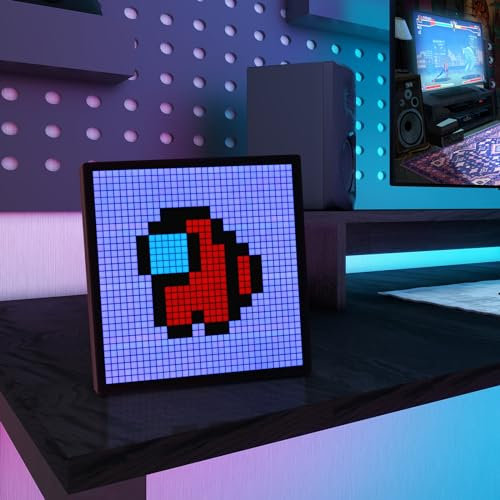 JDVOOTD Pixel Art Display Tischuhr Digital, LED Anzeige Programmierbar mit App-Steuerung, Digitale Bilderrahmen mit Uhranzeige, Stoppuhr und Anzeigetafel Elektronisch, Gaming Room Deko, Geschenke