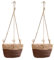 BEIJIALY 2er-Pack Hängender Pflanzkorb aus Seegras, Gewebter Rattan-Pflanzenaufhänger, Hängender Rattan-Pflanzgefäß, Makramee-Pflanzenaufhänger, Blumentopfhalter für Garten, Draußen,(Kaffee)