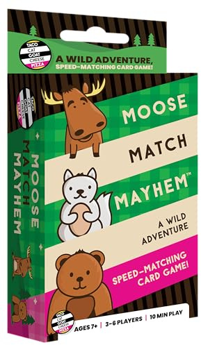 Moose Match Mayhem - by Taco Cat Goat Cheese Pizza – A Wild Adventure, Speed-Matching Card Game! Easy, Fast and Fun for Family Game Night for Kids Ages 7+, Teens, Adults
