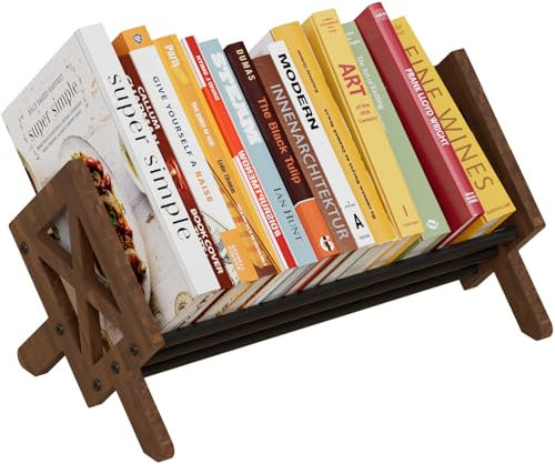 ART-GIFTREE Schreibtisch-Bücherregal-Organizer, Holz, Büro-Tisch-Bücherregal, neigbares Bücherregal für Bücher/CDs/Zeitschriften, Schwarz