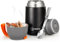 DUNSOO Thermobehälter für Essen 650ml | Wärmebehälter für Speisen Edelstahl mit Faltbaren Löffel | Thermo Lunchbox Ideal für die Aufbewahrung von Suppen, Brei, Eiscreme und Joghurt. (Schwarz)