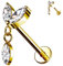AWAKEN Labret-Piercing aus Titan in Form von Blättern mit Anhänger und weißen Kristallen und mit Innengewinde PWC-181 Gold mit Transparent