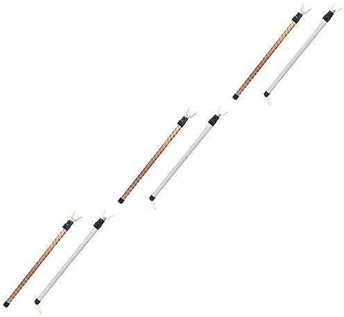 Yameifj 6 Stück Teleskop-Kleiderstange für den Außenbereich, Fenster, Schatten, Outdoor-Wäscheleine, einziehbare Reichweite, Aufhänger, Verlängerung, Kleidung, Gabel, Stange, Cd,