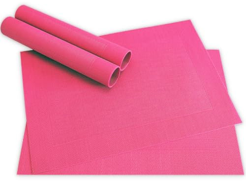 Moderne Tischsets in Pink im 4er Set - Abwaschbare Platzsets als rechteckige Tischuntersetzer - Gewebtes Platzdeckchen als Tischunterlage für Esstisch Wohnzimmer Tisch-Deko