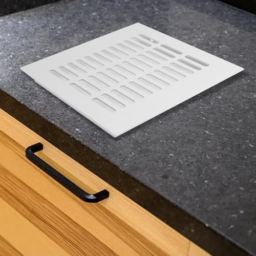 Rechteckige Lüftungsgitter, Metall-Lüftungsgitter, Lamellen-Design, für Kleiderschränke, Schuhschränke und Schränke (weiß, 200 x 250 mm)