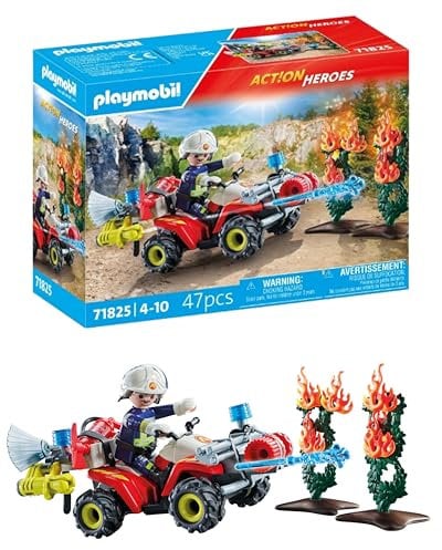 Playmobil | Action Heroes | Fire Brigade Quad Extinguishes Hedge Fire | Fire Engine | Toys for Children aged 4+ | 71825