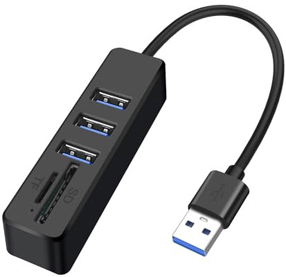 XMSJSIY USB Hub Splitter 5 in 1 Type-A Multiport Adapter with 3 Type-A Ports SD/TF Memory Card Reader USB 2.0 Docking Station Data Ports Adapter Compatible with Smartphones Laptops