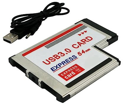 Swiixxer 54 mm auf USB 3.0 X 2 Port Expresscard PCI-E auf USB Adapter Konverter Metall + Kunststoff 2 Ports Express Card Adapter Passend für Laptop Notebook