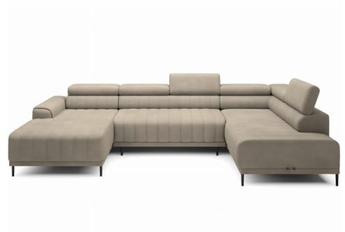 Friderik Caldo XL Ecksofa U-formig Bettkasten 342 cm Schlaffunktion Relaxfunktion (Ontario 02, Rechts)