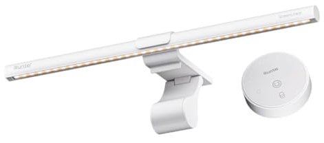 Quntis White Monitor Light Bar Remote & Backlight for Eye Caring, 40cm Curved Computer Screen Light Bar Stepless Dimming Hue Adjustment, No Glare CRI≥95 Monitor Lamp Game Work Desk Lamp