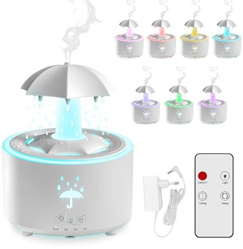 Regenschirm Luftbefeuchter, 300ml Rotierender Luftbefeuchter mit Fernbedienung 7-Farben LED Luftbefeuchter Schlafzimmer ätherisches Öl Luftbefeuchter für ein Wohnzimmer Zimmer Kinderzimmer