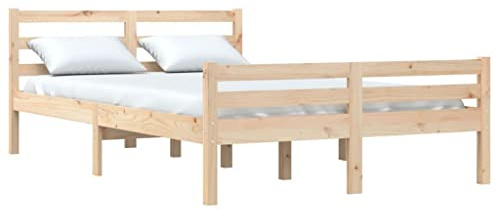 vidaXL Solid Wood Bed Frame Home Bedroom Furniture Dorm Room Wooden Platform Bed Base Frame Bedstead Mattress Foundation 140x200 cm