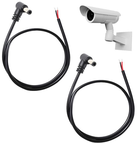 Jecdfs 2 Piezas Cables de extensión de CC, 90 Grados CC, 5,5 mm x 2,1 mm, 1m, para Tiras de LED, cámaras de Circuito Cerrado de televisión, monitores, Cable de reparación de la Fuente de alimentación