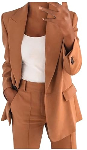 business anzug damen set große größen - Hosenanzug Langarm Business Anzug | Set Zweiteiler Einfarbig Blazer Hose Festlich Lange Hosenanzüge Sportlich Büro Outfit Sommer Freizeitanzug