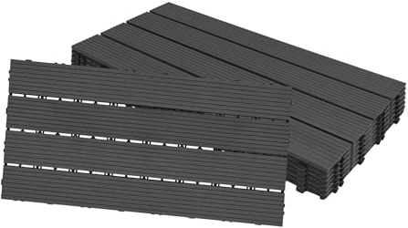 NAIZY - Piastrelle per terrazza WPC, 30x60 cm, 6 pezzi con sistema di incastro, piastrelle per pavimentazione di balconi e giardini, 1 m², colore antracite
