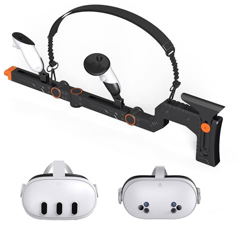 [Ambidextrische Bauweise] VR-Gewehrschaft für Meta Quest 3/Oculus Quest 3S | Seitliches Lademagnetsystem | Schnellerer Magazinwechsel | Präzisions-Neigungseinstellung | Leichtbau für FPS Gameplay