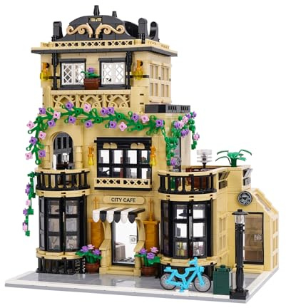 Geniteen Coffee House Building Blocks Set MOC Street View Shop 1520PCS | 3-Layers Detachable Cafe Shop Architecture Toy, Creative City House DIY Home & Office Decor Collectible Model for Adults