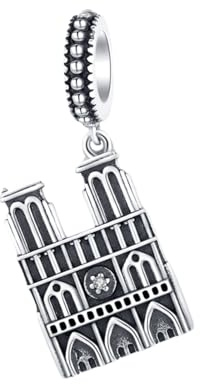 EMEMcharm 925 Sterling Silber Charm Anhänger Paris Notre-Dame Eiffelturm Schiefer Turm von Pisa Design Charm für Armband Halskette Reise Architektur Schmuck gm57 (Paris Notre-Dame)