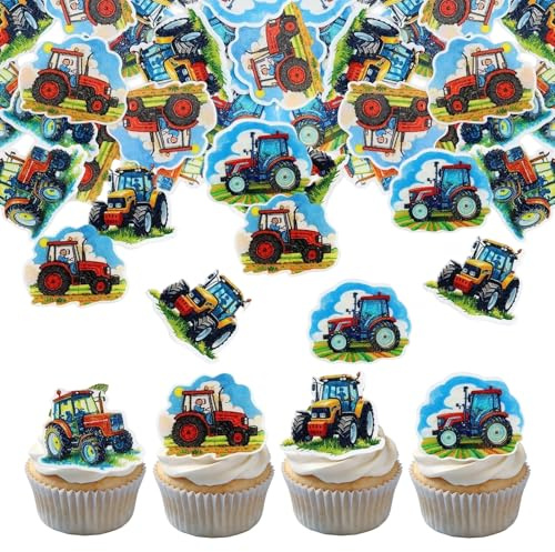 56 Stück Traktor Tortendeko，Traktor Kuchen Deko，Bauernhof Geburtstag Deko， Für Jungen Und MäDchen Kindergeburtstag Babyparty Farm Themenpartys