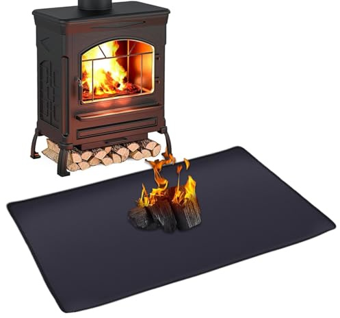 XoeLLe Feuerfeste Unterlage 80 x 50 cm Hitzeschutzmatte Funkenschutzplatte Bodenschutzmatte Kaminzubehör Zum Schutz des Bodens Vor Funken Feuerschutzmatte für Kamine Bodenblech (Schwarz)