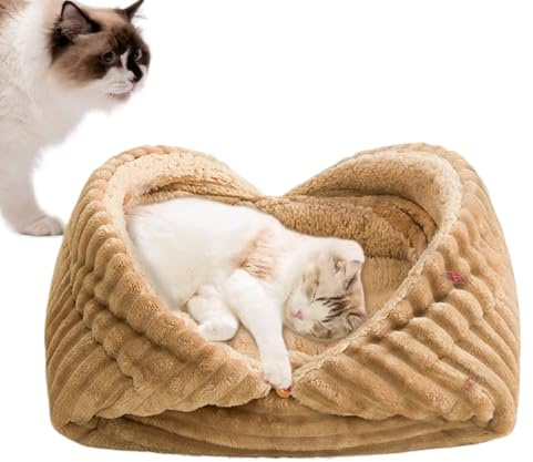 Ihdjasg Panier pour Chats,Matelas Chauffant Pliable Et Épais en Forme De Nid | Caverne pour Chats D'Intérieur | pour Chiot Petits Chiens Animal Voyage Hiver