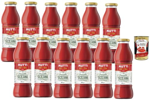 Italian Gourmet Bundle Sizilianische Tomatenpassata 12x 400g + Italian Gourmet Polpa Gratis – Italienische Passata aus Kirschtomaten laut Verpackung, Tomatensauce im Glas, Vorrat 4,8kg