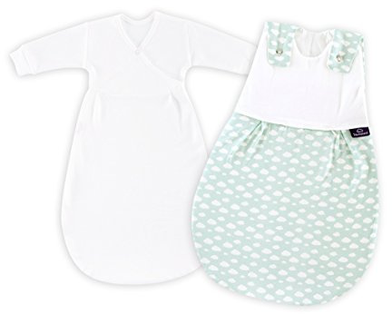 Träumeland S0100651 Babyschlafsack LIEBMICH 2 teilig Set Wolke mint, Größe 44, mehrfarbig