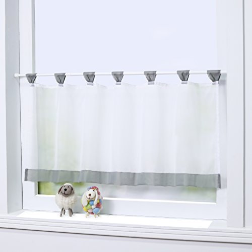 Joyswahl Bistrogardine Voile Schlaufen Scheibengardine Mia Küchen Transparenter Vorhang HxB 60x90cm Grau 1er Pack