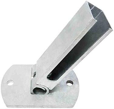 Flexibler Fußplatten Adapter Feuerverzinkt für Zaunpfosten 60 x 40 mm | Stufenlos beidseitig neigbar | Bis 1230 mm Zaunhöhe | Holmlänge ca. 150 mm | Grundplatte 100 x 150 x 8 mm