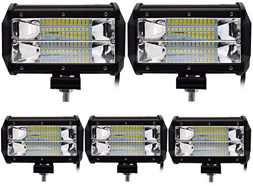 Leetop 5X 72W Faro da Lavoro LED Auto 12V 24V Faretto Faro Luci Tetto Fuoristrada Proiettore Fendinebbia Impermeabile IP67 Fari LED Fuoristrada