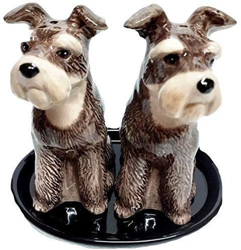 Sel Poivre Mélange Ensemble Motif chien Schnauzer cadeau table cuisine/maison ceramique 3 pieces