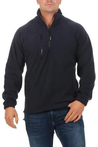 Mivaro Herren Fleecepullover Dunkelblau aus dickem 280 g/m² Polar Fleece - mit Stehkragen und Reißverschluss, pflegeleichter Arbeits-Troyer für Männer ideal für Handwerk Wandern Camping Gr. 4XL