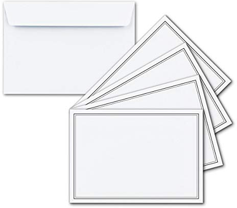 50x Trauer-Brief-Umschläge DIN C6 mit Doppel-Rahmen - 114 x 162 mm - Haftklebung ohne Fenster - Trauer-Rand in Schwarz - TrauerPapiere by GUSTAV NEUSER