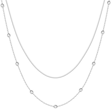 Happiness Boutique Damen Mehrreihige Kette Vergoldet Filigrane Layering Halskette aus Edelstahl mit Kügelchen