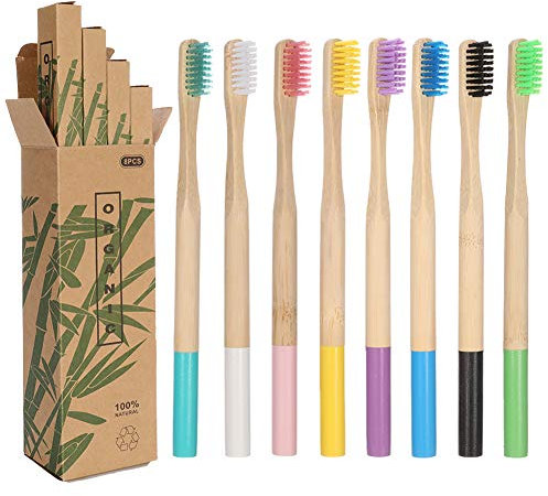 limewie 8er Pack Zahnbürste Holzzahnbürste, 100% Bio, natürliche, bunte Holzzahnbürste, Nachhaltig, biologisch abbaubare Holzzahnbürsten